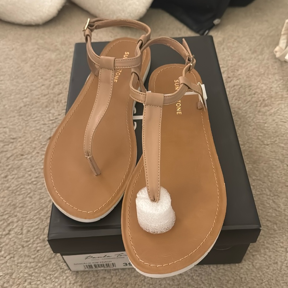 Brand new tan thong sandals